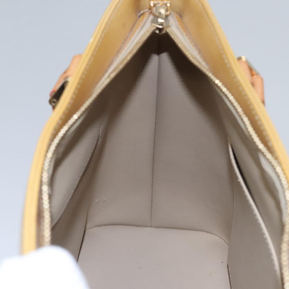 LOUIS VUITTON Monogram Vernis Houston Hand Bag Beige M91004 LV Auth EC214