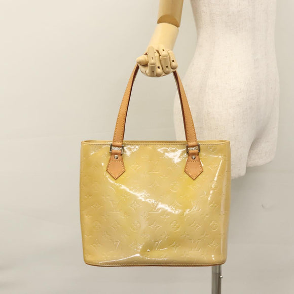 LOUIS VUITTON Monogram Vernis Houston Hand Bag Beige M91004 LV Auth EC214
