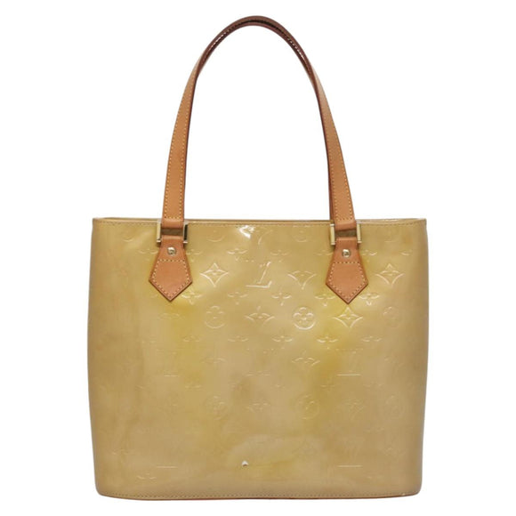LOUIS VUITTON Monogram Vernis Houston Hand Bag Beige M91004 LV Auth EC214