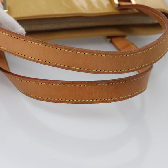 LOUIS VUITTON Monogram Vernis Houston Hand Bag Beige M91004 LV Auth EC214