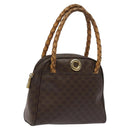 CELINE Macadam Canvas Hand Bag PVC Leather Brown Auth EC224-1