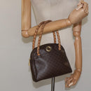 CELINE Macadam Canvas Hand Bag PVC Leather Brown Auth EC224-22