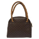 CELINE Macadam Canvas Hand Bag PVC Leather Brown Auth EC224-2