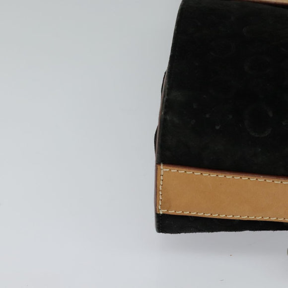 CELINE C Macadam Canvas Shoulder Bag Suede Black Auth EC226
