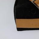 CELINE C Macadam Canvas Shoulder Bag Suede Black Auth EC226-16