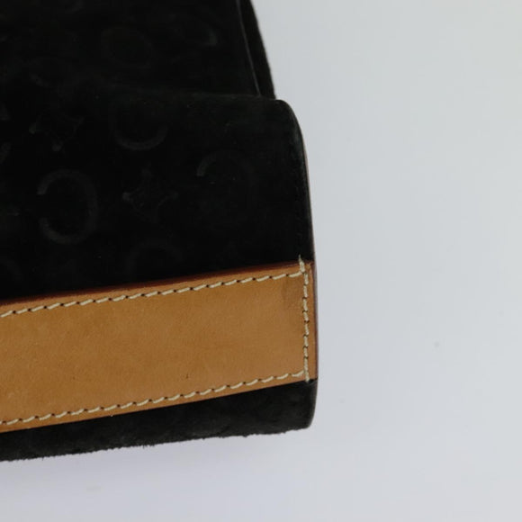 CELINE C Macadam Canvas Shoulder Bag Suede Black Auth EC226