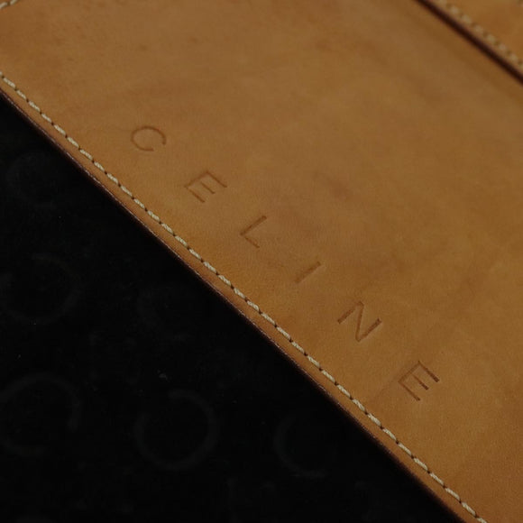CELINE C Macadam Canvas Shoulder Bag Suede Black Auth EC226