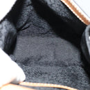 CELINE C Macadam Canvas Shoulder Bag Suede Black Auth EC226-11