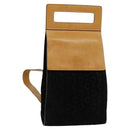 CELINE C Macadam Canvas Shoulder Bag Suede Black Auth EC226-1