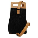 CELINE C Macadam Canvas Shoulder Bag Suede Black Auth EC226-2