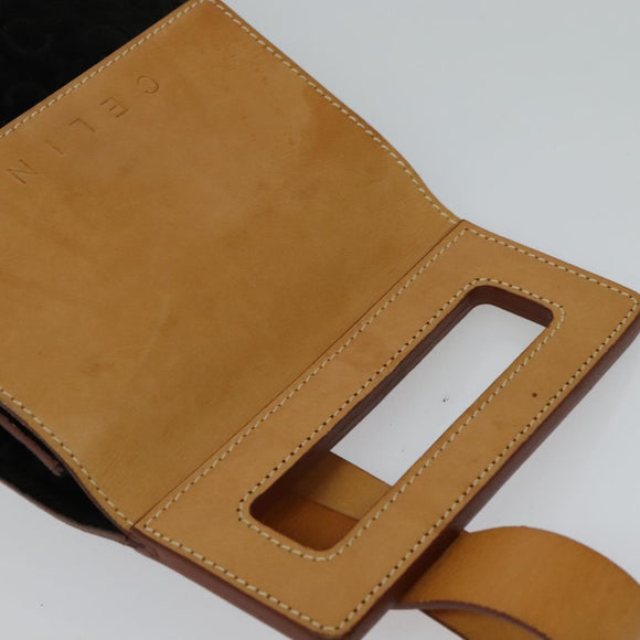 CELINE C Macadam Canvas Shoulder Bag Suede Black Auth EC226