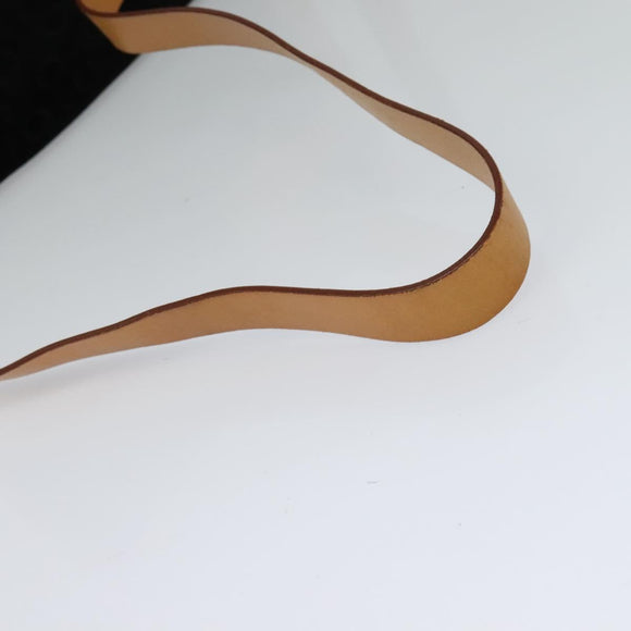 CELINE C Macadam Canvas Shoulder Bag Suede Black Auth EC226