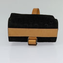 CELINE C Macadam Canvas Shoulder Bag Suede Black Auth EC226-5