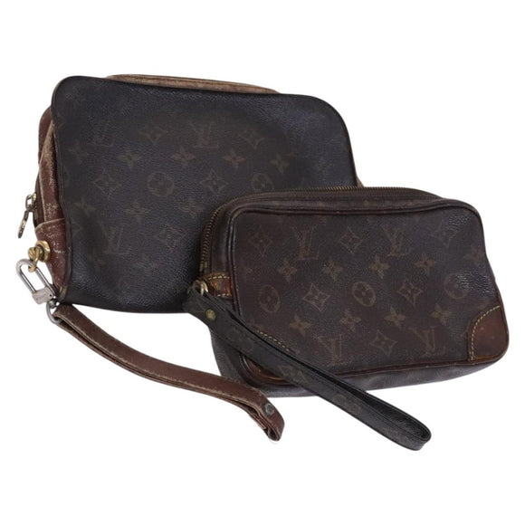 LOUIS VUITTON Monogram Clutch Bag 2Set LV Auth EC228