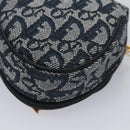 Christian Dior Trotter Canvas Zadel Buidel Marine Goud Auth EC240V-16