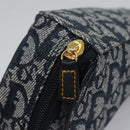 Christian Dior Trotter Canvas Zadel Buidel Marine Goud Auth EC240V-9