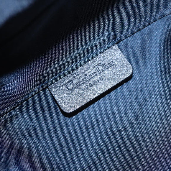 Christian Dior Trotter Canvas Saddle Pouch Navy Gold Auth EC240V