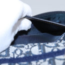 Christian Dior Trotter Canvas Zadel Buidel Marine Goud Auth EC240V-20