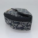 Christian Dior Trotter Canvas Zadel Buidel Marine Goud Auth EC240V-4