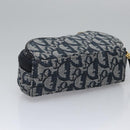 Christian Dior Trotter Canvas Zadel Buidel Marine Goud Auth EC240V-5