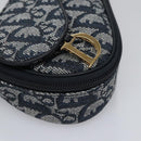 Christian Dior Trotter Canvas Zadel Buidel Marine Goud Auth EC240V-7
