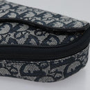 Christian Dior Trotter Canvas Zadel Buidel Marine Goud Auth EC240V-14