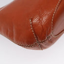 CELINE Shoulder Bag Leather Orange Auth EC246-16