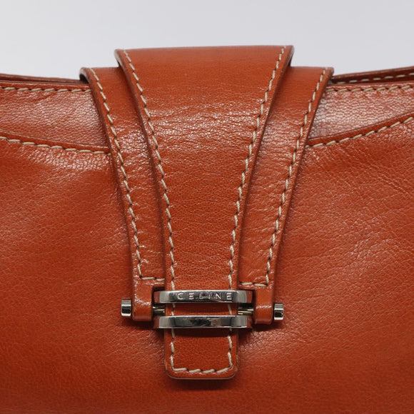 CELINE Shoulder Bag Leather Orange Auth EC246