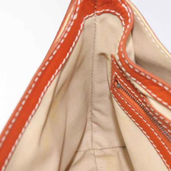 CELINE Shoulder Bag Leather Orange Auth EC246