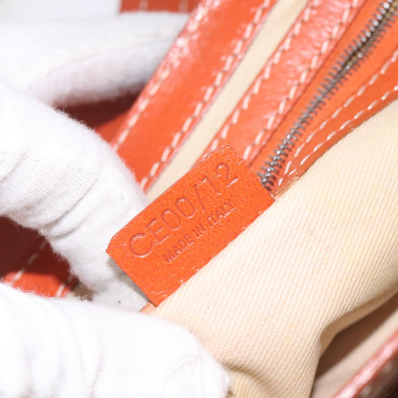 CELINE Shoulder Bag Leather Orange Auth EC246