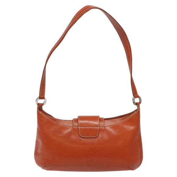 CELINE Shoulder Bag Leather Orange Auth EC246