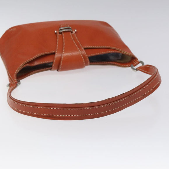 CELINE Shoulder Bag Leather Orange Auth EC246
