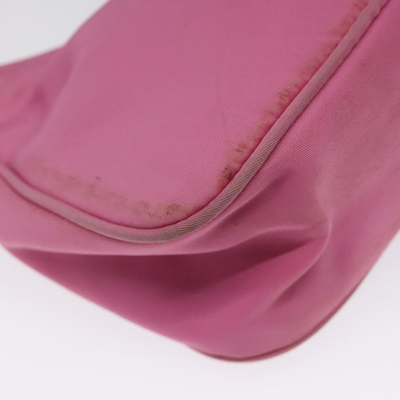 PRADA Accessory Pouch Nylon Pink Silver Auth EC255