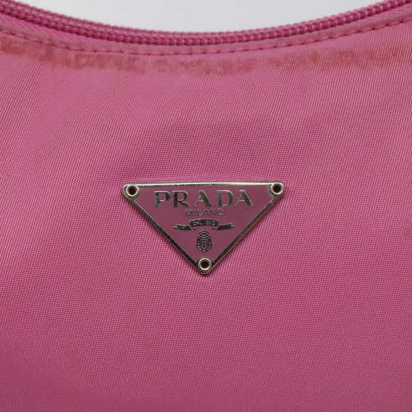 PRADA Accessory Pouch Nylon Pink Silver Auth EC255