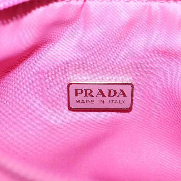 PRADA Accessory Pouch Nylon Pink Silver Auth EC255