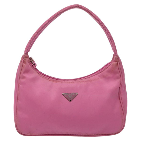 PRADA Accessory Pouch Nylon Pink Silver Auth EC255