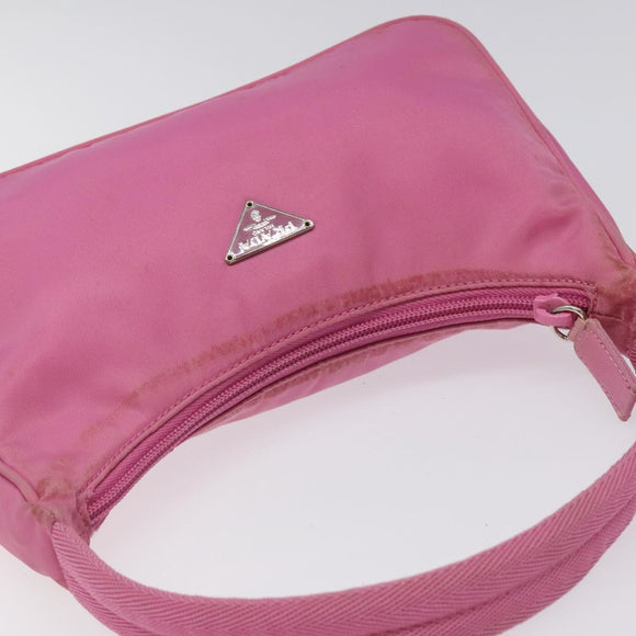 PRADA Accessory Pouch Nylon Pink Silver Auth EC255