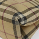 BURBERRY Nova Check Hand Bag PVC Beige Auth EC273-15