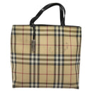 BURBERRY Nova Check Hand Bag PVC Beige Auth EC273-13