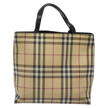 BURBERRY Nova Check Hand Bag PVC Beige Auth EC273 - 0
