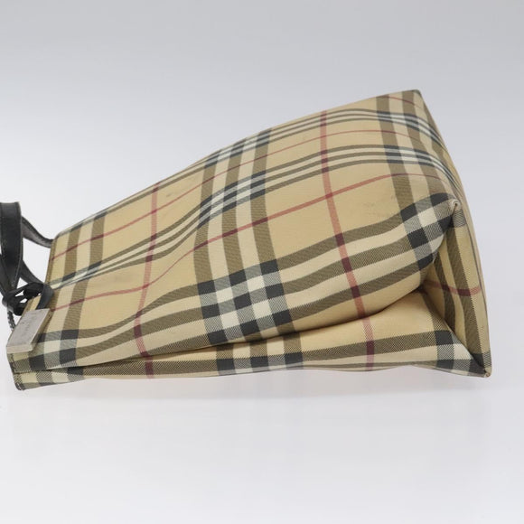 BURBERRY Nova Check Hand Bag PVC Beige Auth EC273
