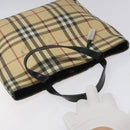 BURBERRY Nova Check Hand Bag PVC Beige Auth EC273-6