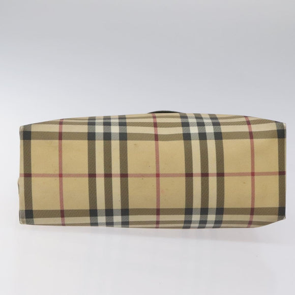 BURBERRY Nova Check Hand Bag PVC Beige Auth EC273