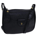 BALLY Shoulder Bag Leather Black Gold Auth EC277-1