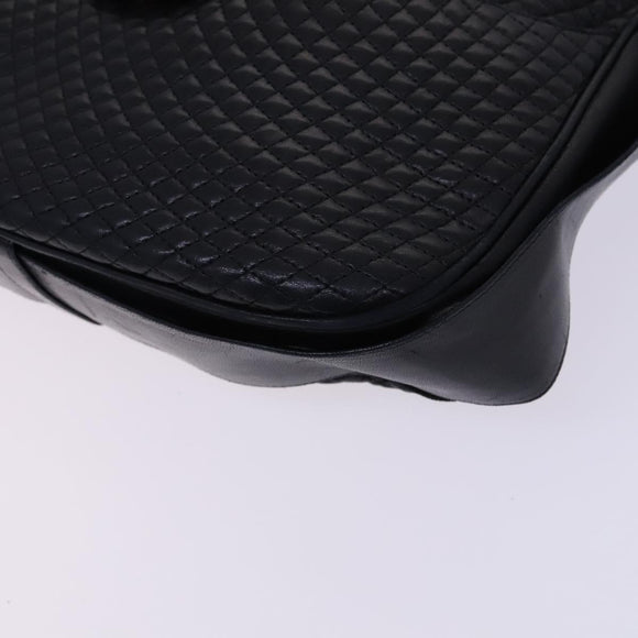 BALLY Shoulder Bag Leather Black Gold Auth EC277