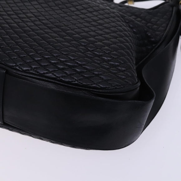 BALLY Shoulder Bag Leather Black Gold Auth EC277
