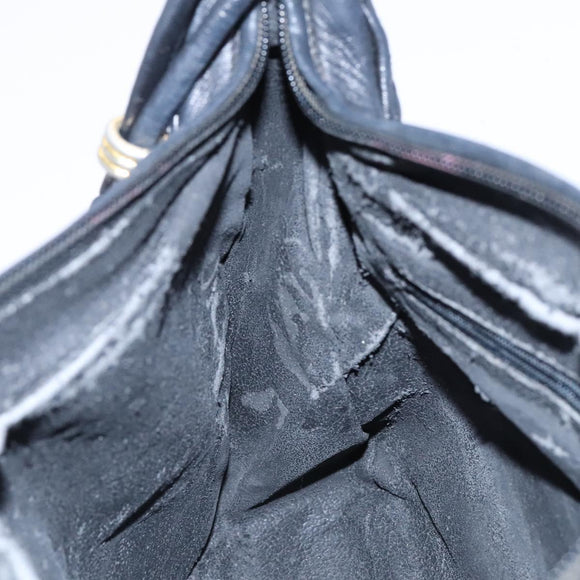 BALLY Shoulder Bag Leather Black Gold Auth EC277