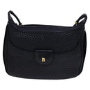BALLY Shoulder Bag Leather Black Gold Auth EC277-13