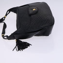 BALLY Shoulder Bag Leather Black Gold Auth EC277-5