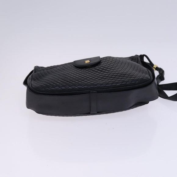 BALLY Shoulder Bag Leather Black Gold Auth EC277